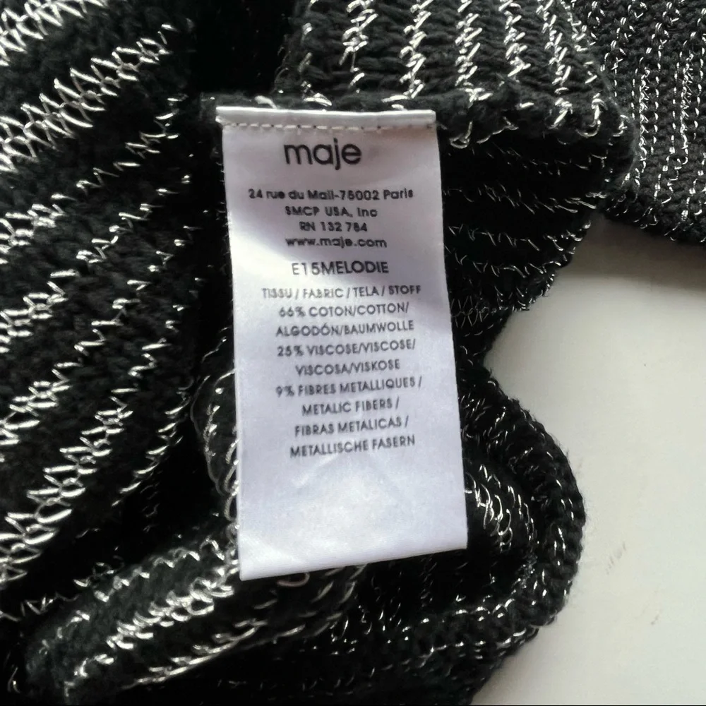 Maje Melodie Jacquard Metallic Open Knit Sweater / Size 1 / Small - Picture 13 of 13